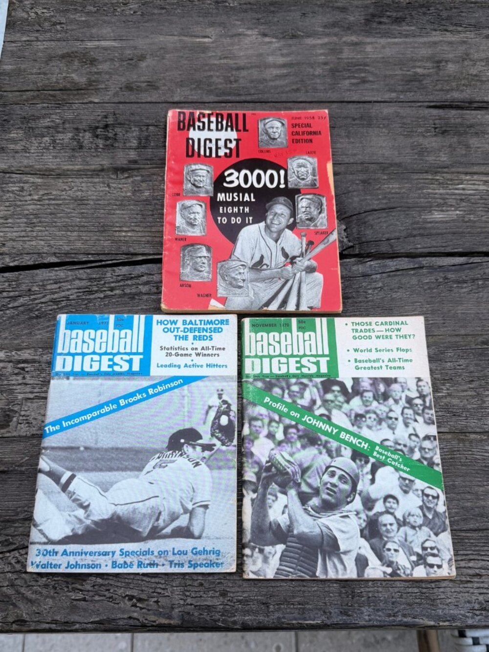 Vintage Baseball Digest Magazine Lot June 1958 1970 1971 Special California Ed.